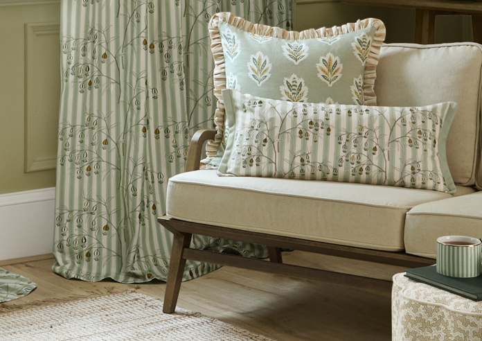 Chinese Lanterns Pencil Pleat, Sage - Ready Made Curtains - Image 6